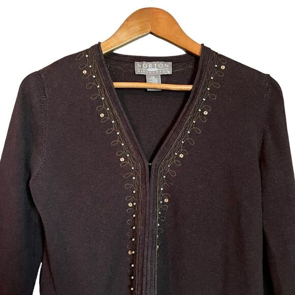 Norton Mcnaughton petites ramie blend knit cardigan - Picture 2 of 7